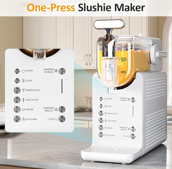 Slushie Machine for Home: 68oz Single-Tank Frozen Drink Maker with Rapid Chill Technology, Self-Cleaning System & 5 Drink Modes, Keep Drinks Cold up to 12 Hours, ETL Certified, White