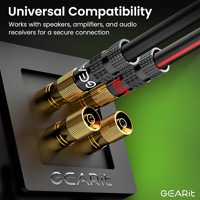 GEARit Banana Plugs for Speaker Wire 6 Pairs, Closed Screw Type Pin Plugs, 24K Gold-Plated Speaker Connectors for 12 AWG to 20 AWG Wires, Banana Pins for Home Theater & Audio Systems