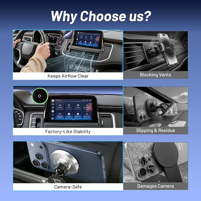Wireless Car Charger for Chevy Suburban (2021-2023 2024, 10.2 Inch) / Tahoe/GMC Yukon/Yukon XL, iPhone Magnetic Car Mount, 15W Magsafe Phone Holder for Samsung & Google, 2022 Car Accessories