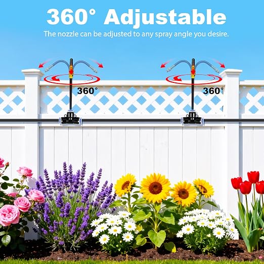 Thiswing 100FT 360° Adjustable Irrigation System for Garden – 1/4" Tubing with 18 Nozzles, Automatic Watering Misting System, Sprinkler for Garden, Raised Bed, Lawn, Plants