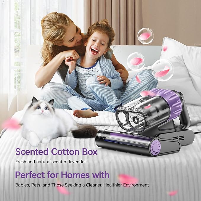 Mattress Vacuum Cleaner 18Kpa Bed Vacuum Cleaner with Smart Dust Sensor,253.7nm UV-C Light,HEPA Filter,150°F Heat,500W Powerful Handheld,for Bed,Sofa,Couch,CribMother's Day Gift Ideas for Women