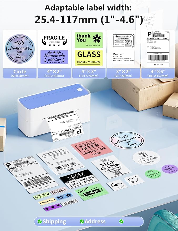 Phomemo Thermal Label Printer, 4X6 Shipping Labels Printer for Small Business, Wireless Label Printers for Package for Phone & Pad & PC, Used for UPS, Shopify, TikTok, USPS, FedEx, DHL, Temu
