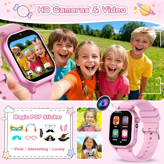 MOFGDNI Smart Watch for Girls - Kids Watch with 39 Games, Built-in Camera, Video Recorder, Alarm, Calculator, Pedometer & Various Wallpapers – Toys for Ages 4-12 Years Old Birthday