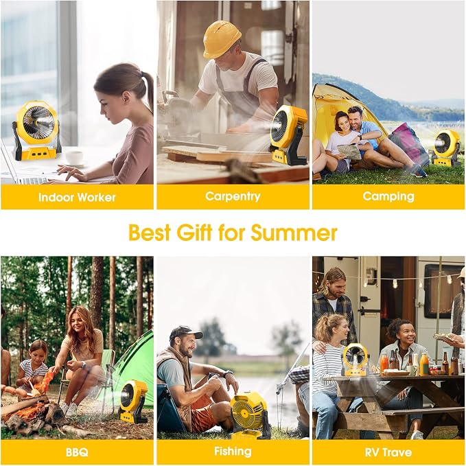 Ausic Portable Misting fan, 8-Inch Cooling Mist Fans, [8-35Hrs] USB Rechargeable Battery Powered Fan with Mister, 250mL Water Tank & LED Lantern, for Home Desk, Bedroom, Office, Outdoor&Indoor Use