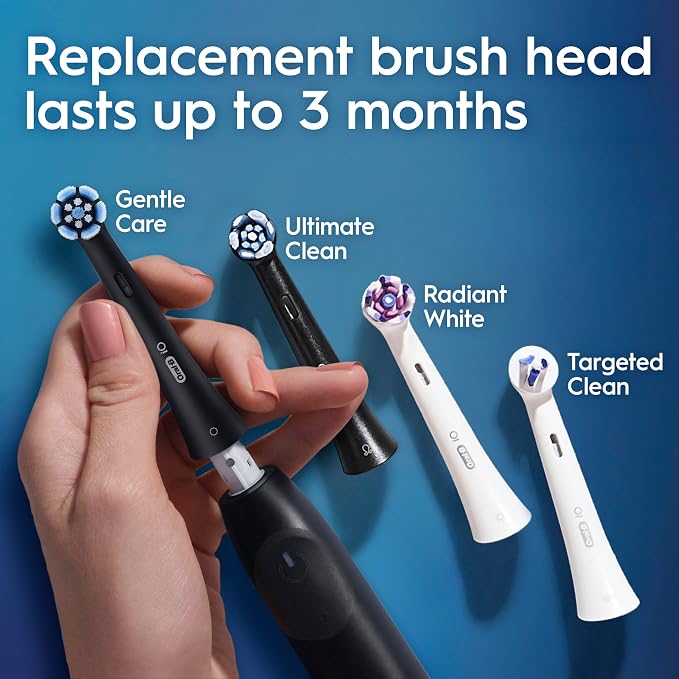 Oral-B Rechargeable Electric Toothbrush, iO2, 3 Cleaning Modes, Automatic Pressure Sensor to Protect Gums, Dark Blue