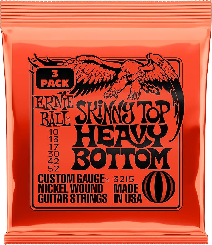 Ernie Ball Skinny Top Heavy Bottom Slinky Nickel Wound Electric Guitar Strings 3-pack, 10-52 Gauge (P03215)