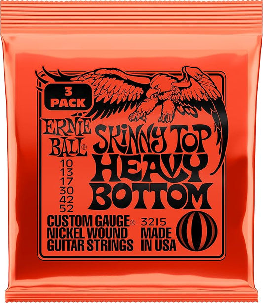 Ernie Ball Skinny Top Heavy Bottom Slinky Nickel Wound Electric Guitar Strings 3-pack, 10-52 Gauge (P03215)