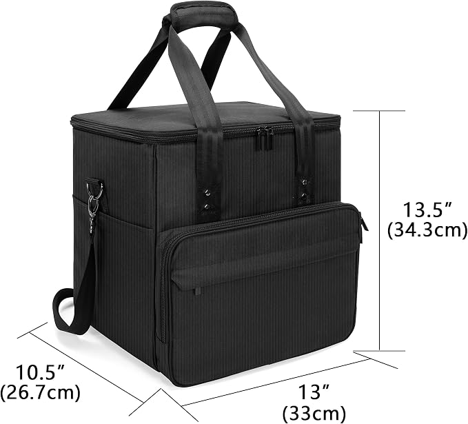 Trunab Vinyl Record Carrying Bag Albums Storage Case, with Dividers Holds up to 60 LP Records, Vinyl Record Holder for Travel, Collection