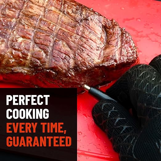 Smart Wireless Meat Thermometer - IPX7 Waterproof Ultra-Thin Probe | Bluetooth App-Controlled Digital Food Thermometer for BBQ Smoker, Kitchen Grilling Oven & Rotisserie with 165ft Range