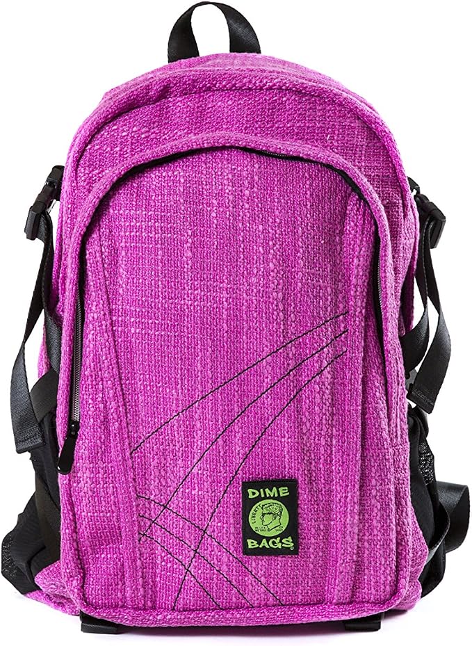 Dime Bags Backpack For Travel & School, Durable Hempster Material, 9 Storage Compartments & 2 Side Bottle Pockets, Fits 17” Laptop, Adjustable Padded Straps, Hidden Internal Pocket (Magenta)