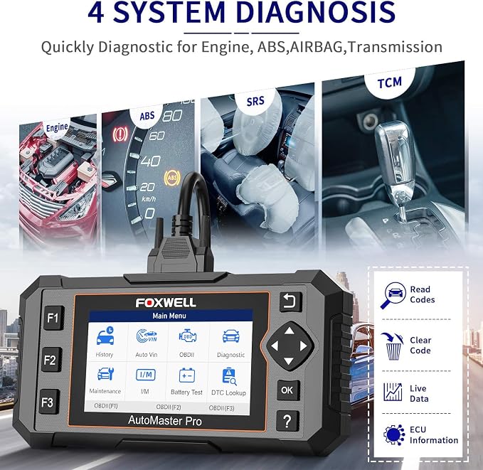 FOXWELL Code Reader NT614 Elite OBD2 Scanner and FOXWELL OBD2 OBD II 16Pin Male to Female Diagnostic Extension Convert Cable