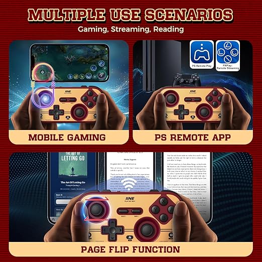 IINE Retro Pocket Game Controller, Wireless Gamepad for Switch/Steam Deck/PC/iOS/Android | Mini Portable Controller with Hall Joystick, 1000Hz Response Rate, Customizable Buttons, 600mAh Battery