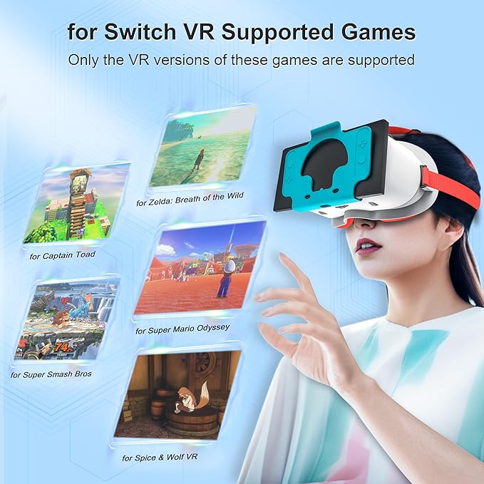 DEVASO Upgraded VR Headset for Nintendo Switch & Switch OLED Model, Switch Virtual Reality Glasses with Adjustable HD Lenses and Comfortable Head Strap, Labo VR Kit Accessories, Cool Stuff for Boys