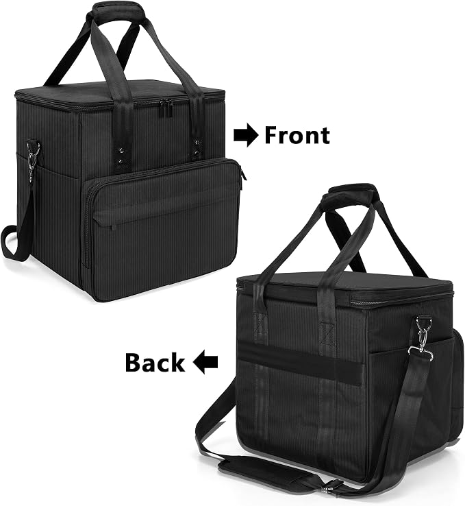 Trunab Vinyl Record Carrying Bag Albums Storage Case, with Dividers Holds up to 60 LP Records, Vinyl Record Holder for Travel, Collection