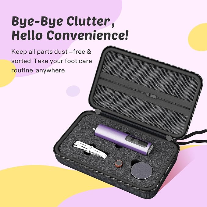 Electric Foot Callus Remover, 9-Speed for Dead Skin, Aluminum Alloy, Nano Glass Disc, Type-C Rechargeable, Replacement Discs, Storage Case – Spa Pedicure, Relaxing Self-Care (Deep Lavender)