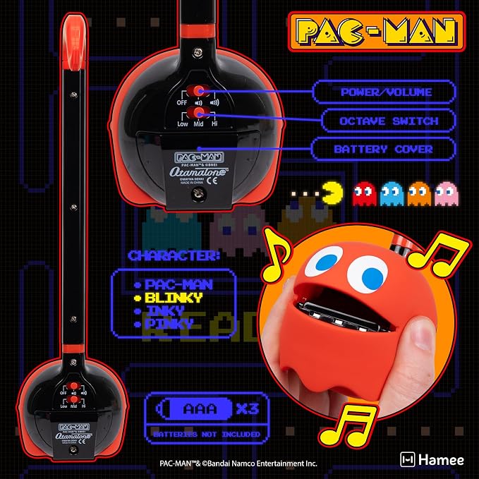 Otamatone PAC-MAN Electronic Musical Instrument Portable Synthesizer Toy from Japan by Maywa Denki – Fun Award-Winning Music Toy for Kids, Teens & Adults [English Instructions] - Blinky