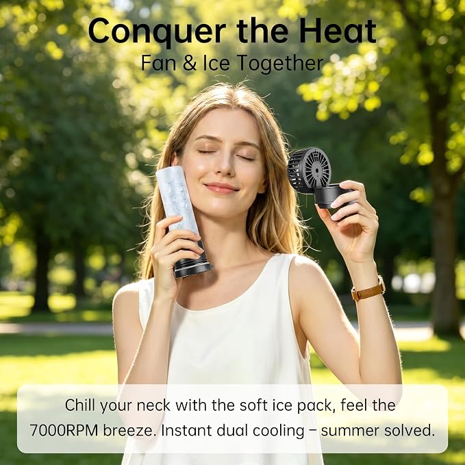 2-in-1 Handheld Fan & Ice Therapy Cup, 7000 RPM Cooling Fan with Long-Lasting Cold Retention, Personal Fan & Reusable Cold Compress for Sports Recovery & Heat Relief, Canada Theme