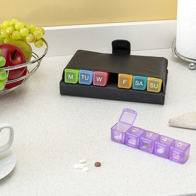 e-Pill 5 Times a Day x 7 Day Large Weekly Pill Organizer, Vitamin and Medicine Pill Box - with Discreet Case and Pill Reminder
