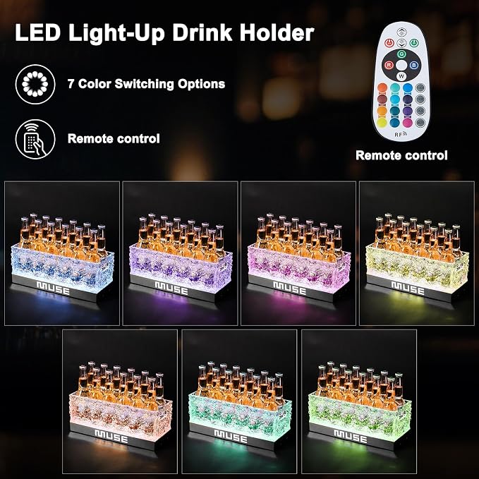WILON LED Ice Bucket for Parties Large Capacity | Acrylic Cooler with Remote & Colorful Lights for Beer Wine Cocktails, Portable Tub for Indoor & Outdoor, Bar Essential