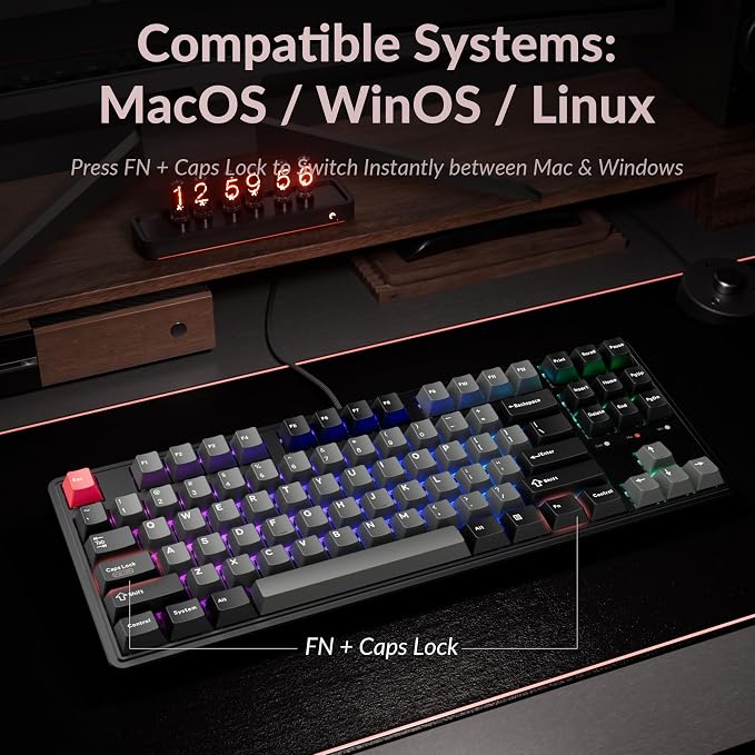 Keychron C3 HE TKL Wired Mechanical Keyboard (80% Layout), Magnetic Switches with Adjustable Actuation, Rapid Trigger, QMK/Launcher Web Programmable, RGB Backlit, PBT Keycaps for Mac/Windows/Linux