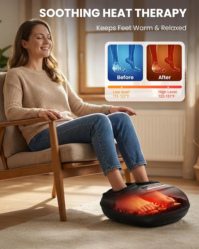 CILI Foot Massager with Heat, Shiatsu Foot Massager for Neuropathy & Plantar Fasciitis Relief, Fathers Day Dad Gifts,Heated Feet Massager with Deep Kneading,Compression,Vibration,FSA Eligible HSA
