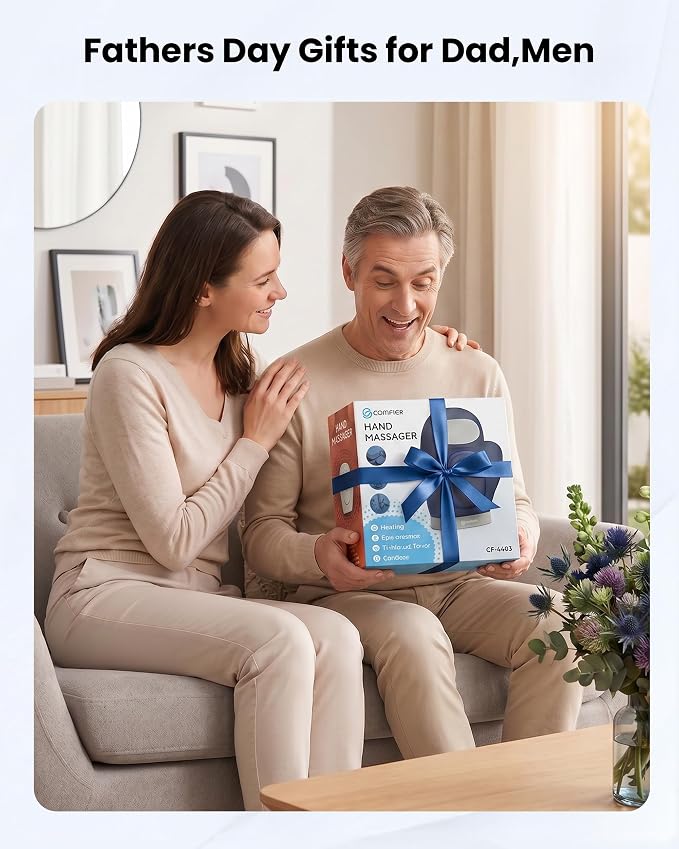 COMFIER Cordless Hand Massagerwith Heat and Compression, Updated Bigger Electric Hand Massage for Arthritis and Carpal Tunnel,Wrist Massage Used at Home,Office, 【2026】 Fathers Day Gift for Men,Blue