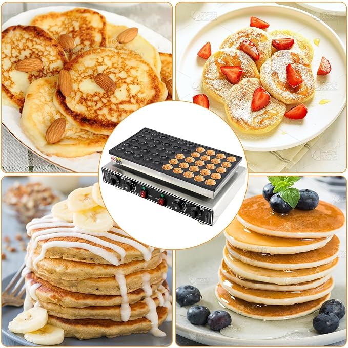 50 Pcs 1.77-Inch Mini Pancake Maker, 1800W Electric Nonstick Griddle with Temp & Time Control, Stainless Steel, for Home & Commercial Use – Perfect for Poffertjes, Dorayaki