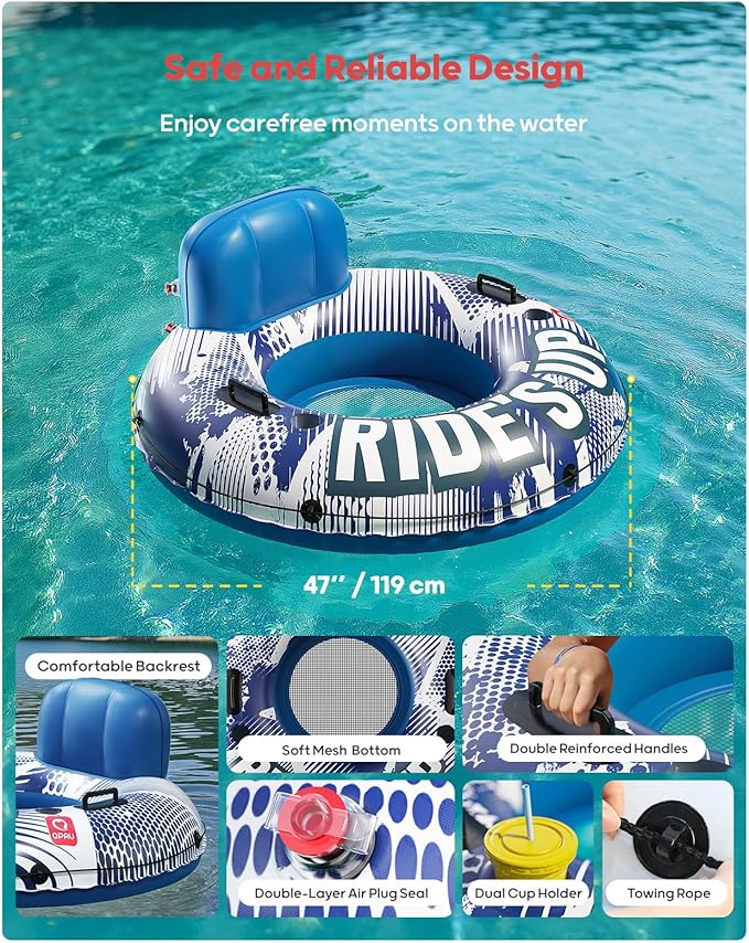 QPAU Inflatable River Tube and Electric Air Pump