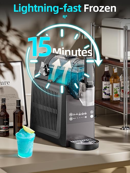 VNN Slushie Machine - 92 oz Slushy Machine for Home No Ice Needed, Frozen Drink & Slushie Machine, 5 Preset Programs, Auto-Clean, Suitable for Margaritas, Smoothies, Milkshakes, Black