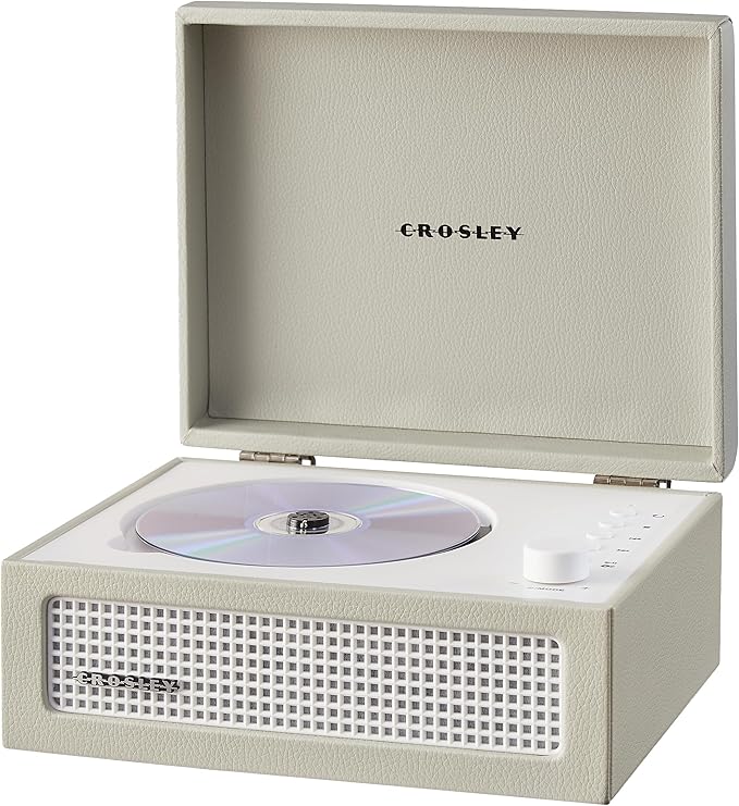 Crosley CR3517A-DU Voyager Retro Portable CD Player with Stereo Bluetooth Speakers and FM Radio, Dune