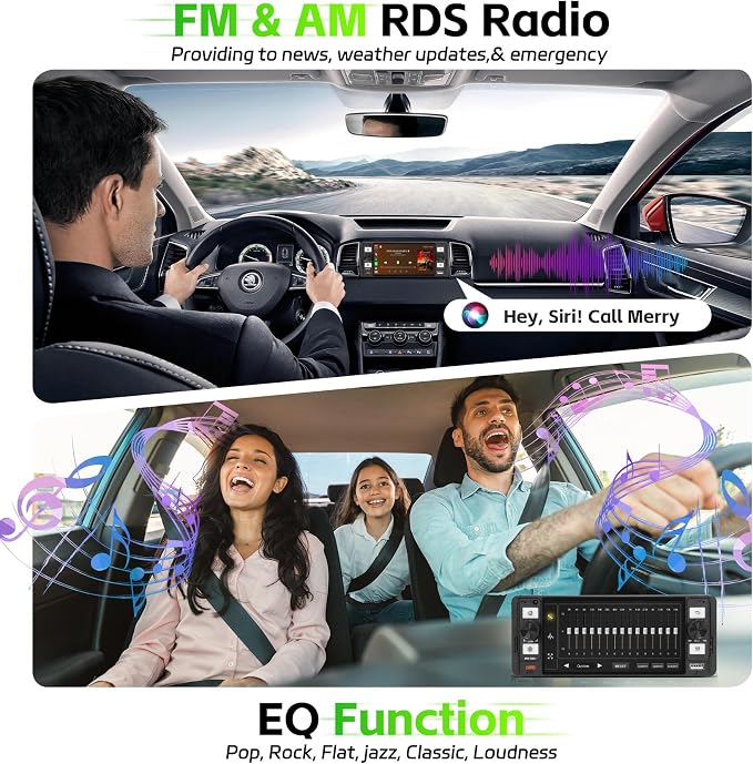 Single Din Radio Car Stereo with Wireless Apple Carplay & Android Auto, 5.7" IPS Touchscreen Car Stereo with Bluetooth 1080P Backup Camera Mirror Link Navigation Type-C Fast Chaging USB FM/AM EQ Mic