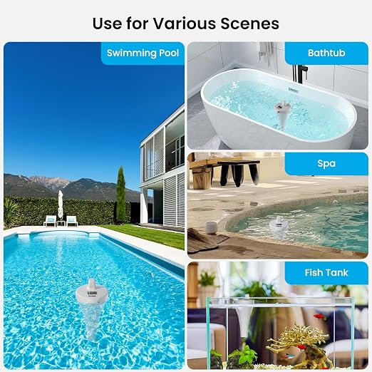 High Precision Wireless Pool Thermometer, Floating Design, Easy to Read, IP68 Waterproof, Suitable for Swimming Pool, Hot Tub, Pond, Fish Tank, Patio and Aquarium