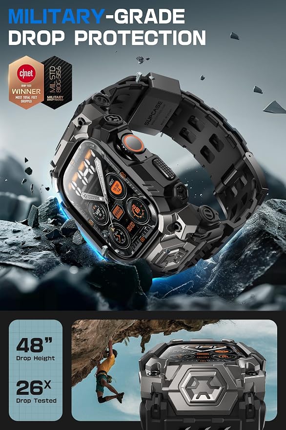 SUPCASE for Apple Watch Ultra 3/2/1 49mm Case with Band (Unicorn Beetle Ore), [Anti-Scratch] [Military-Grade Protection] Rugged Sport Men Bumper Case with Adjustable Strap Band, Black