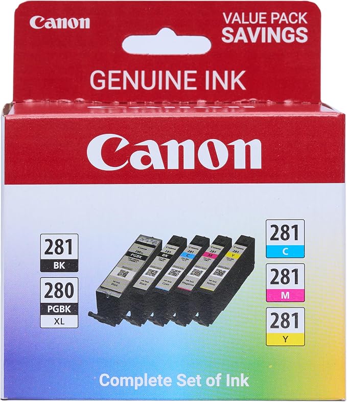 Canon PGI-280XL/CLI-281 5 Color Pack Compatible to TR8520, TR7520, TS9120 Series,TS8120 Series, TS6120 Series