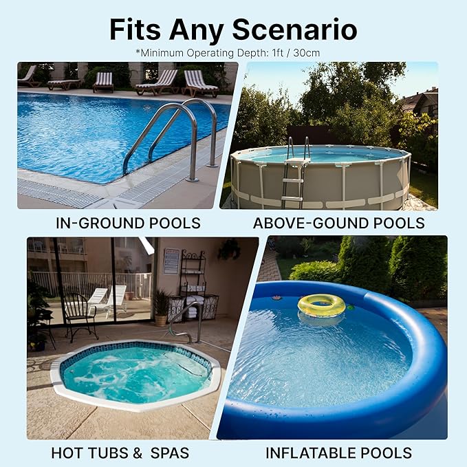 Pool Vacuum for Above Ground Pools & Inground Pools, Consciot Rechargeable Handheld Cleaner with Telescopic Pole, 18.5 GPM Suction, 13.4" Head, 60-Min Runtime, for Spa & Hot Tub