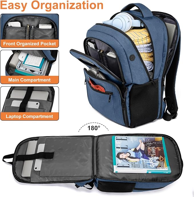 kadilong 17.3 Inch Laptop Backpack with Lunch Box,Insulated Cooler Backpack Meal Prep Bookbag for Men Teens Boys School Work Picnic College Travel