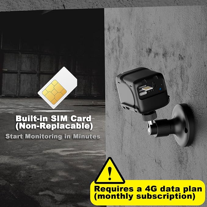 4G LTE Cellular Small Security Camera, No WiFi Security Camera with Night Vision, PIR Motion, SIM Card, 20-Day Battery Standby, Portable Magnetic Survelliance Cam for RV, Indoor, Barn, Farm