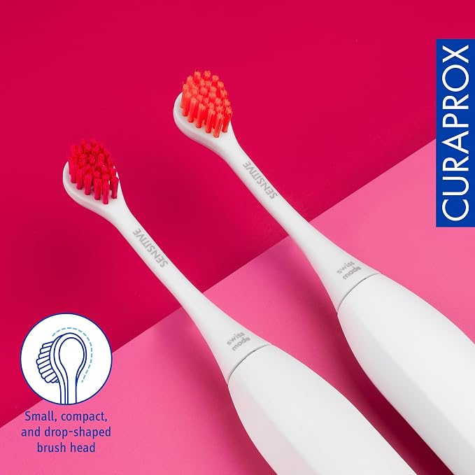 Curaprox Hydrosonic Brush Heads Rainbow Sensitive Duo – for Gentle Gum Care & Comfort Brushing | Magenta/Orange, 2-Pack | Compatible with All Curaprox Sonic Models | Swiss Made