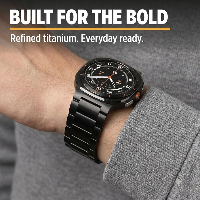Ultra Supply Co. Titanium Band for Samsung Galaxy Watch Ultra 47mm – Galaxy Watch Ultra Metal Band with Folding Clasp, Scratch & Water-Resistant DLC Coating, Adjustable Smartwatch Bands