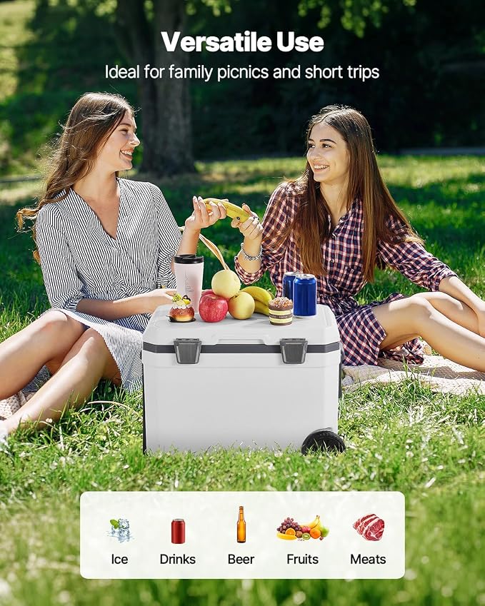 VEVOR Portable Cooler,Hard Cooler with Ice Retention, Heavy-Duty Handles and Strap, Lightweight Rigid Material Insulated Portable Cooler, Suitable for Family Picnics and Short Trips