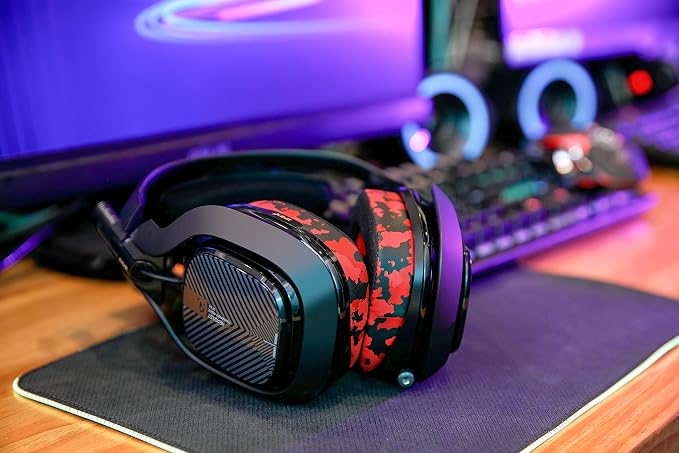 WC Freeze A40- Hybrid Fabric Cooling Gel Replacement Earpads for Astro A40 TR Only, Made by Wicked Cushions, Improved Durability, Thickness and Sound Isolation | Red Camo