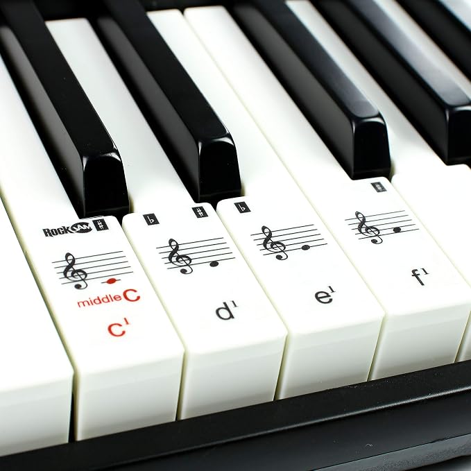 RockJam 61 Key Keyboard Piano with Pitch Bend, Power Supply, Sheet Music Stand, Piano Note Stickers & Simply Piano Lessons