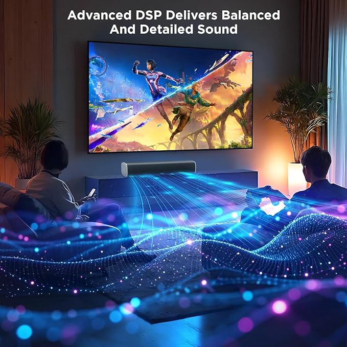 MZEIBO Sound Bar,50W TV Speaker with ARC/Optical/AUX/Bluetooth 5.3, Clear Dialogue & Deep Bass, Home Theater Audio System