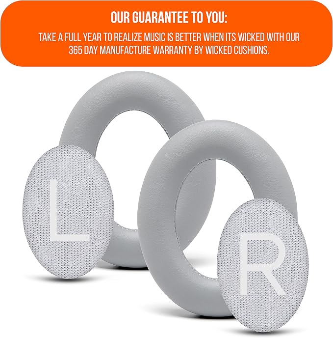 WC Wicked Cushions Upgraded Replacement Ear Pads for Bose 700 Noise Cancelling Headphones (NC700) - Softer PU Leather, Luxurious Memory Foam, Added Thickness, Extra Durable Ear Cushions | (Silver)