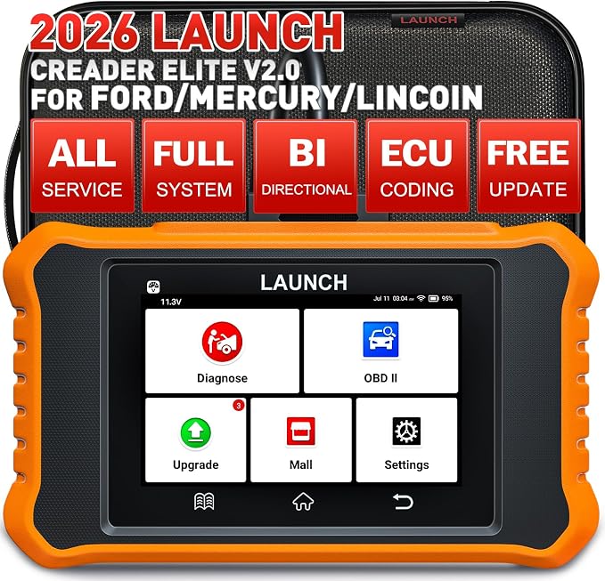 LAUNCH X431 Creader Elite 2.0 fit for Ford OBD2 Scanner, 2026 Bi-Directional Scan Tool for Ford/Lincoln/Mercury/Mazda, Full System,All Resets,ECU Code,AUTO VIN,Lifetime Update