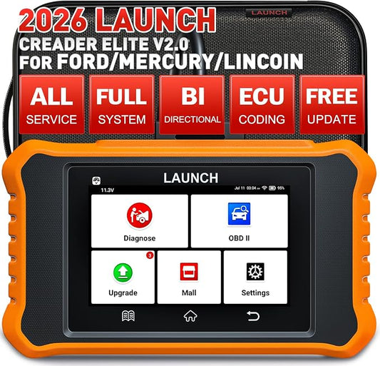 LAUNCH X431 Creader Elite 2.0 fit for Ford OBD2 Scanner, 2026 Bi-Directional Scan Tool for Ford/Lincoln/Mercury/Mazda, Full System,All Resets,ECU Code,AUTO VIN,Lifetime Update