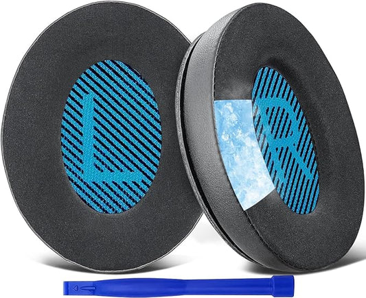 SoloWIT Cooling-Gel Earpads Cushions for Bose Headphones, Replacement Ear Pads for Bose QuietComfort 15 QC15 QC25 QC2 QC35/Ae2 Ae2i Ae2w/SoundTrue & SoundLink Around-Ear & Around-Ear II - Blue&Black