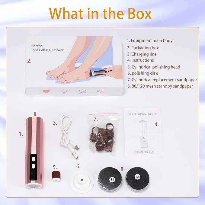 Electric Callus Remover - 9 speeds, Foot Sander with Replacement Sandpaper Discs, Rechargeable Unisex Pedicure and Manicure Tool for Dead, Dry, chapped Skin and calluses