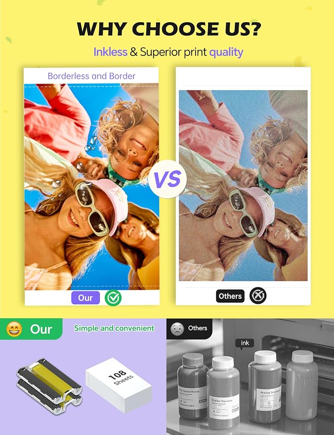 iDPRT 4x6 Photo Printer, CP4100 Photo Printer for iPhone & Android with 108 Sheets & 2 Cartridges, Wi-Fi Wireless Portable Picture Printer, Instant Print Photos, Dye Sublimation, Beige