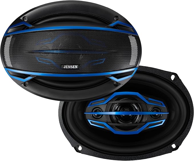 Jensen JS-Series JS6904 High Performance 4-Way 6x9-inch Car Speakers (Pair) | 200 Watts Peak Power (50W RMS) per Speaker | 58mm Mylar Balanced Dome Midrange | Two 20mm Piezo Tweeters